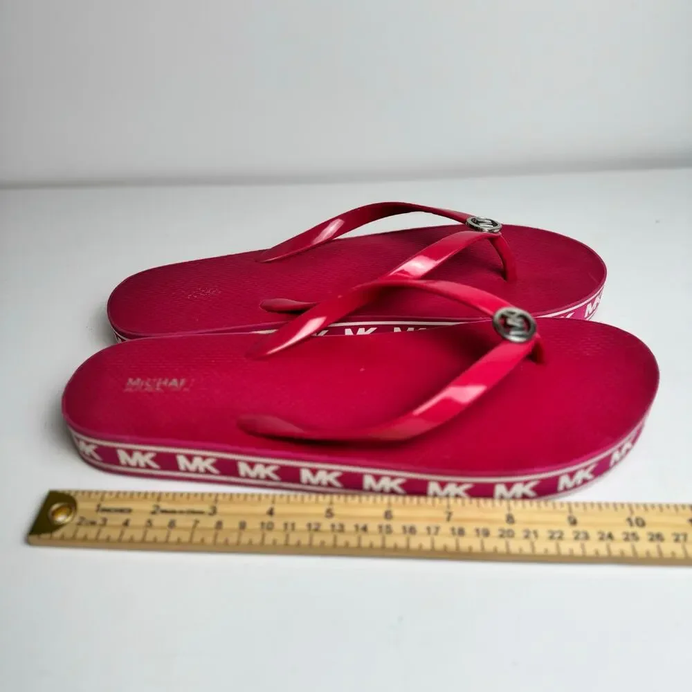 Michael Kors MK Pink Platform Flip Flops Rubber Thong Sandals Women’s No Size